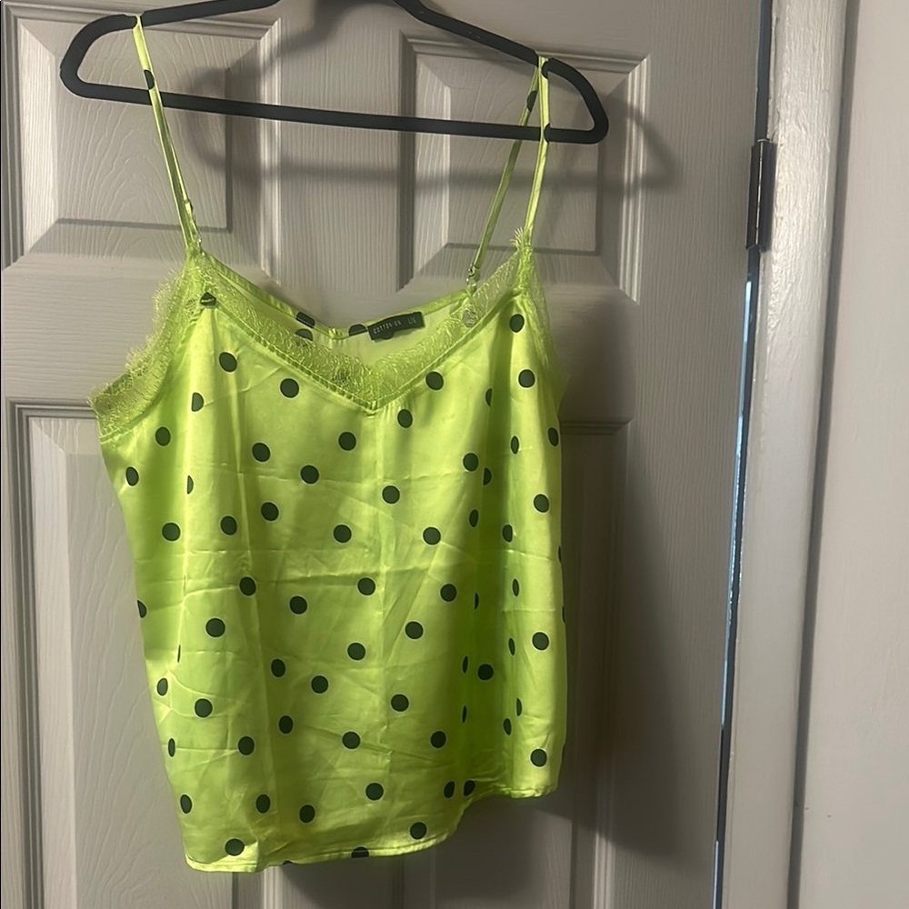 Cotton On Green Black Crop Camisole Top